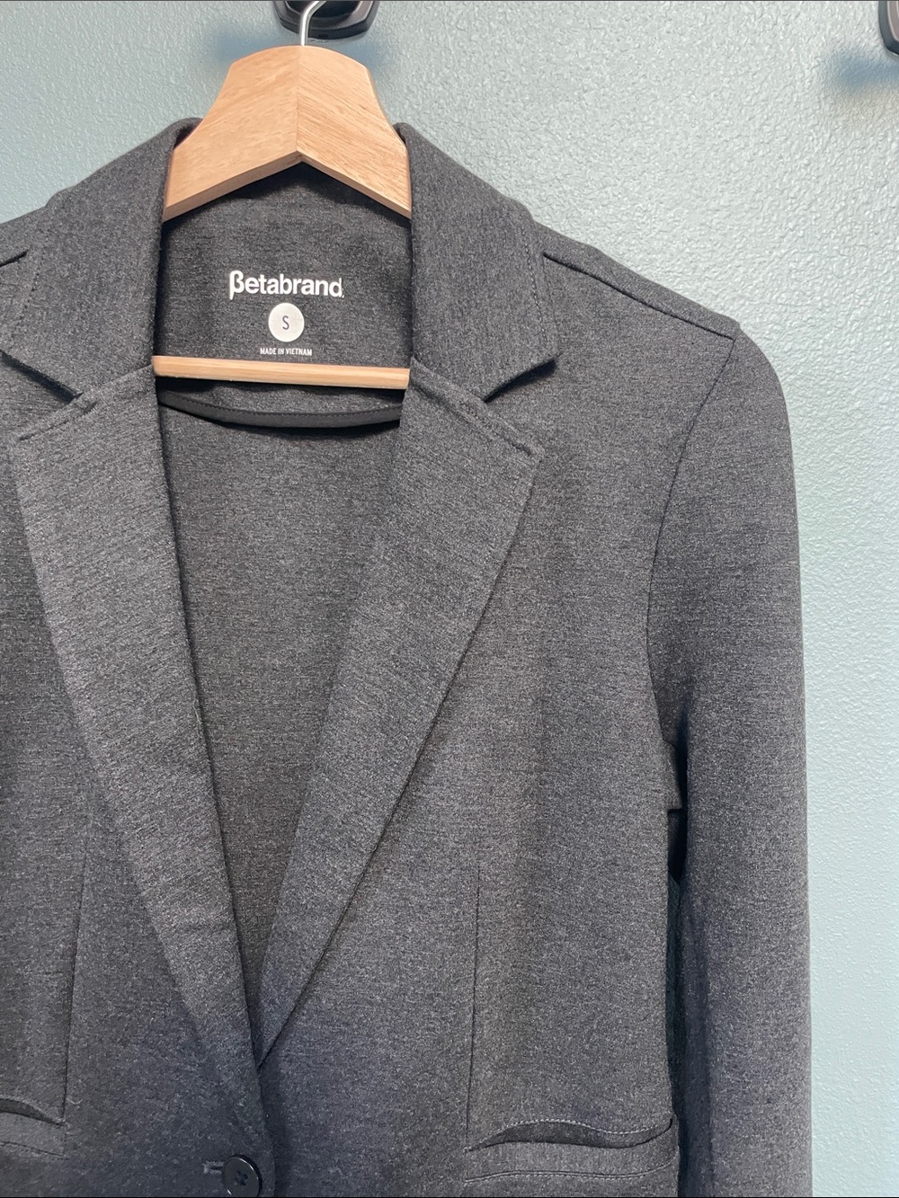 Betabrand Active Ponte Knit Blazer Charcoal Gray – Women’s Small